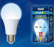 Лампа светодиодная Uniel Multibright A60 Шар Е27 220В 10Вт 4200К 3 режима картинка 